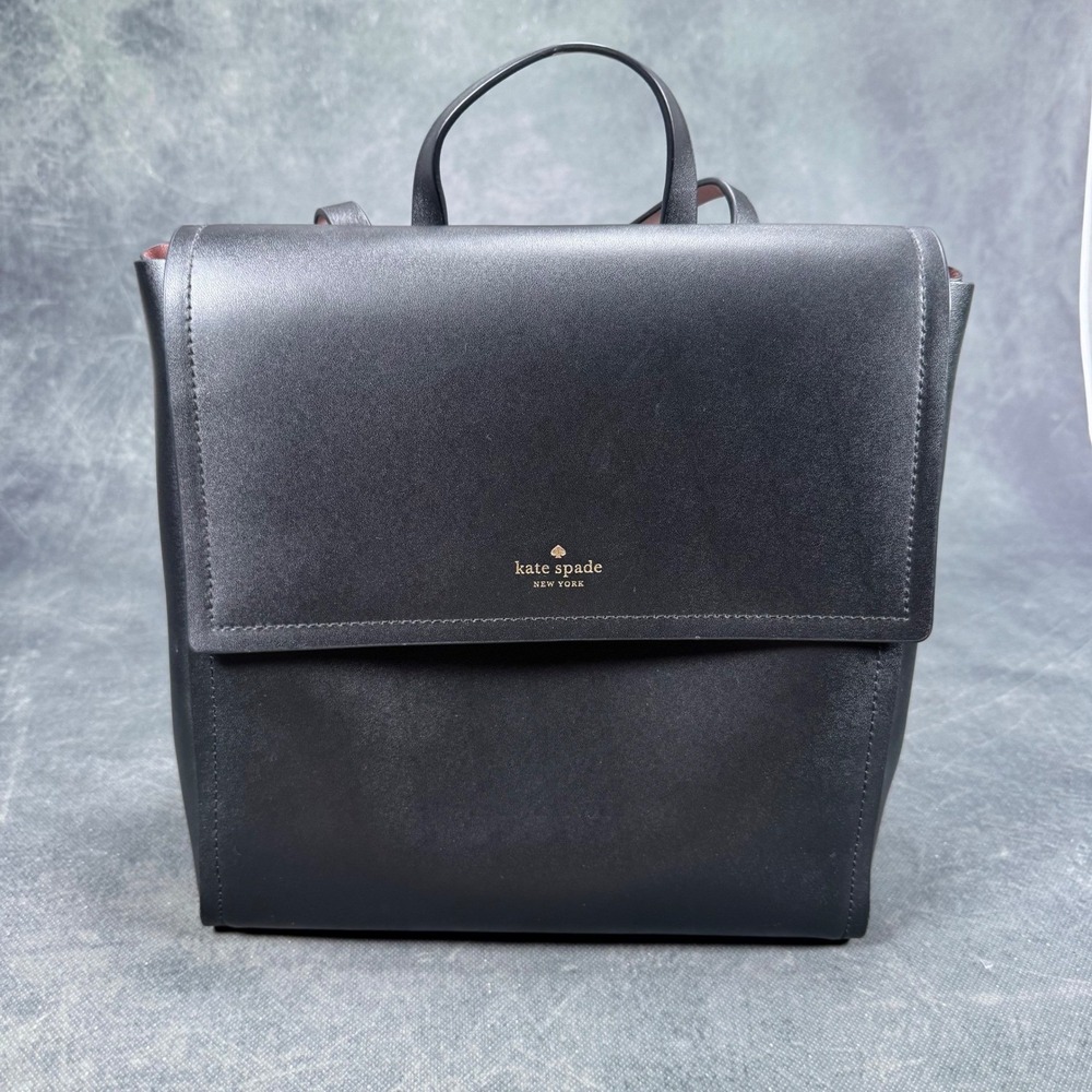 Kate Spade New York Black Leather Backpack Convertible Bag Purse